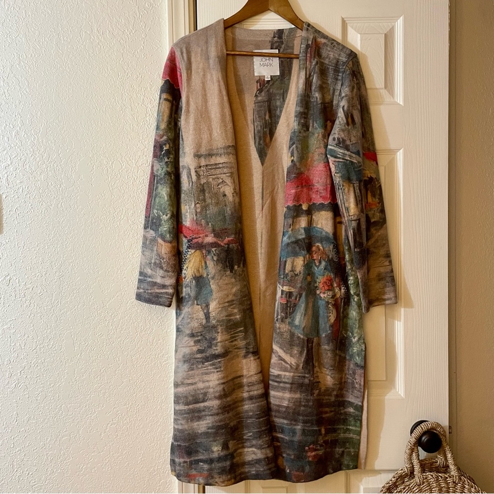 JOHN MARK Rainy City Open Front Duster Cardigan Women’s Size Large